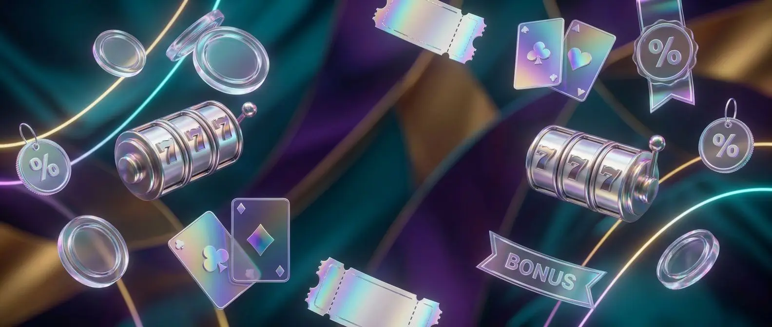 Promo-themed banner with vouchers, chips and slot-style elements for Ireland offers