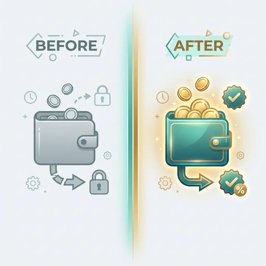Infographic metaphor for understanding voucher code terms before and after activation