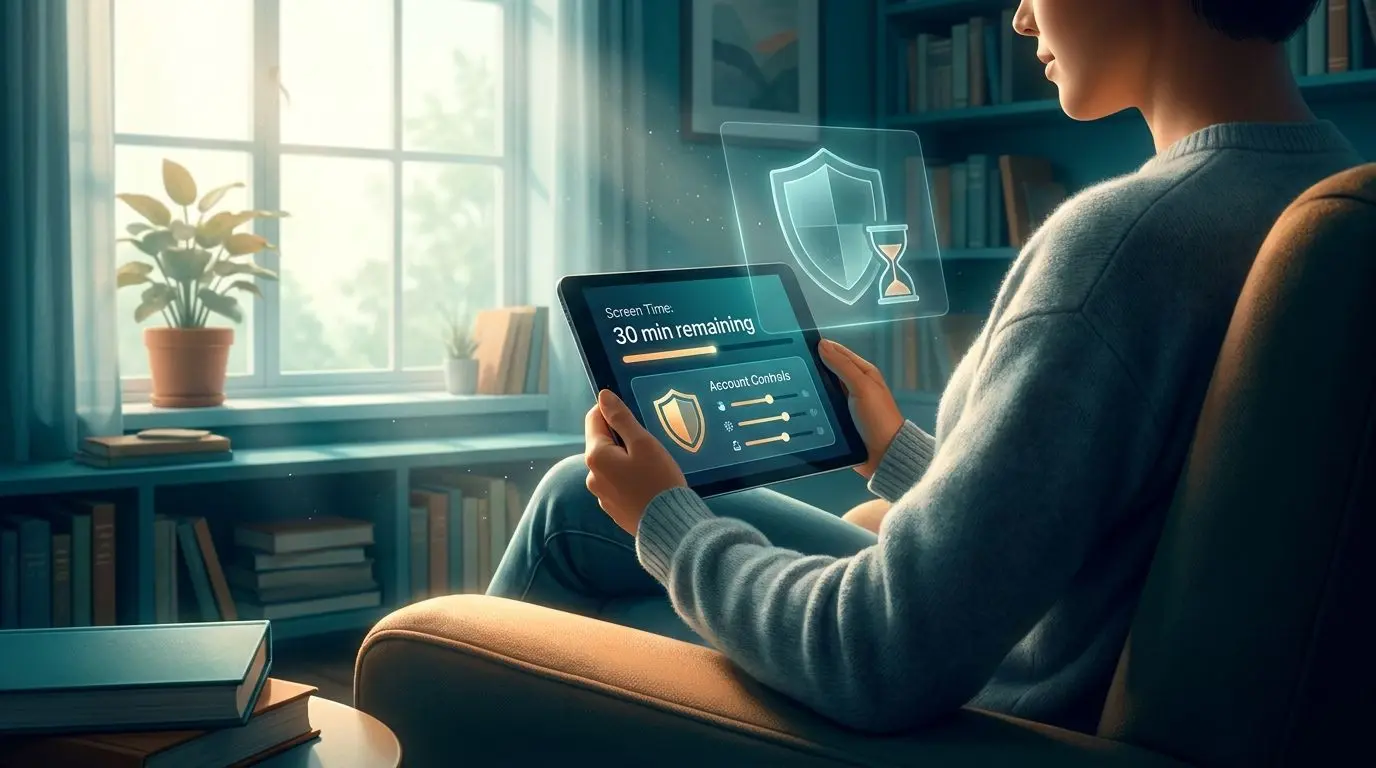 Calm player using digital control tools in a safe online play environment