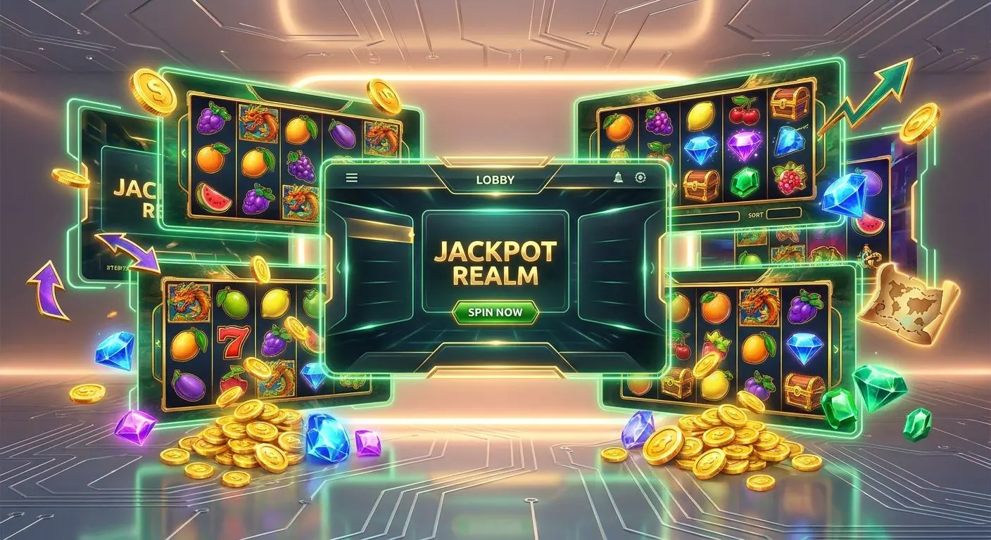 Collage of slot game styles available for free spins
