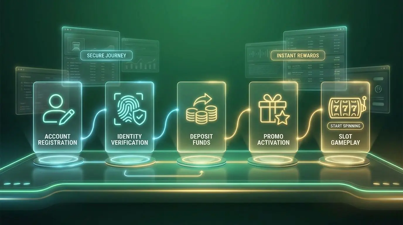 Step by step illustration of claiming free spins online