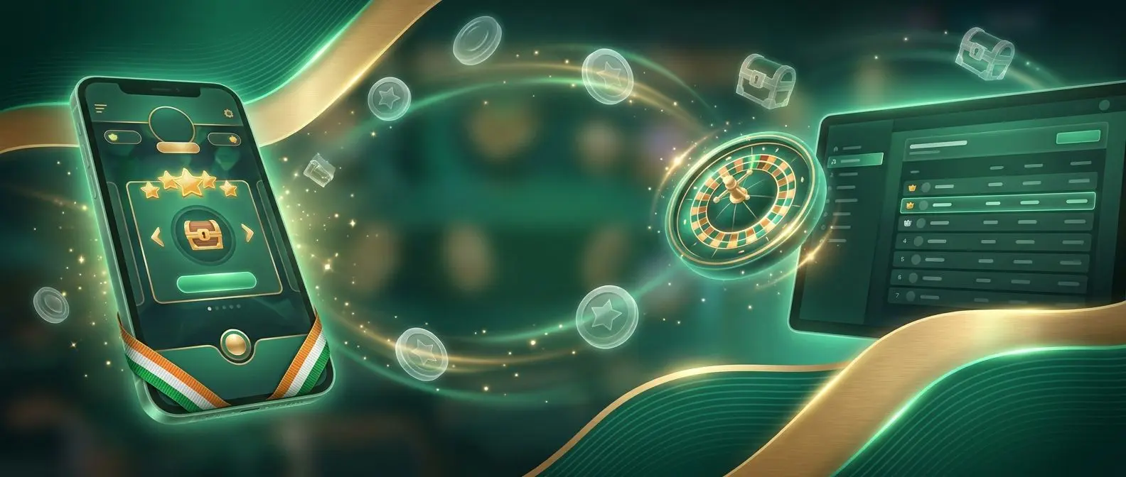 Exclusive reward-themed banner for Irish players with spins and bonus-style visuals