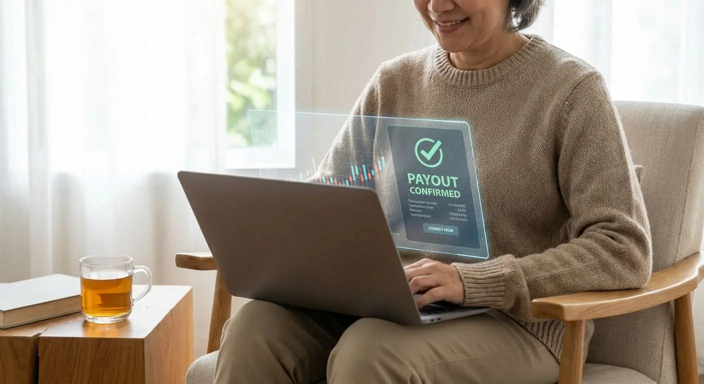 Player seeing a confirmed fast payout on screen