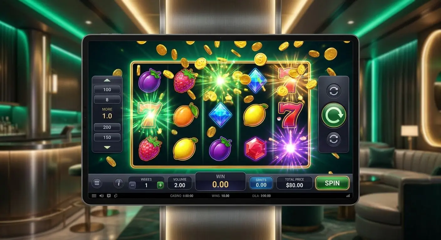 Slot reels and real money style game lobby visual