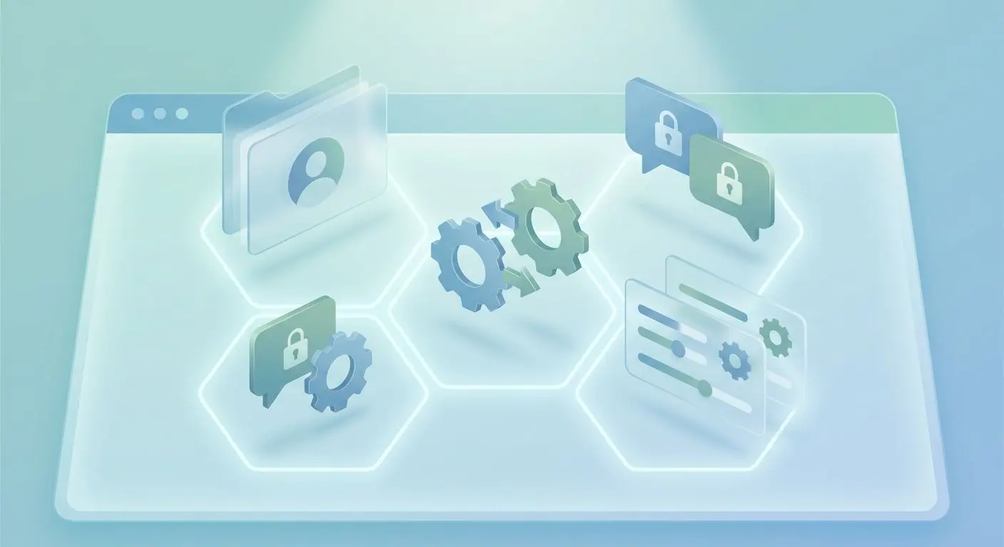 Illustration of different personal data categories such as profile, payments and support messages