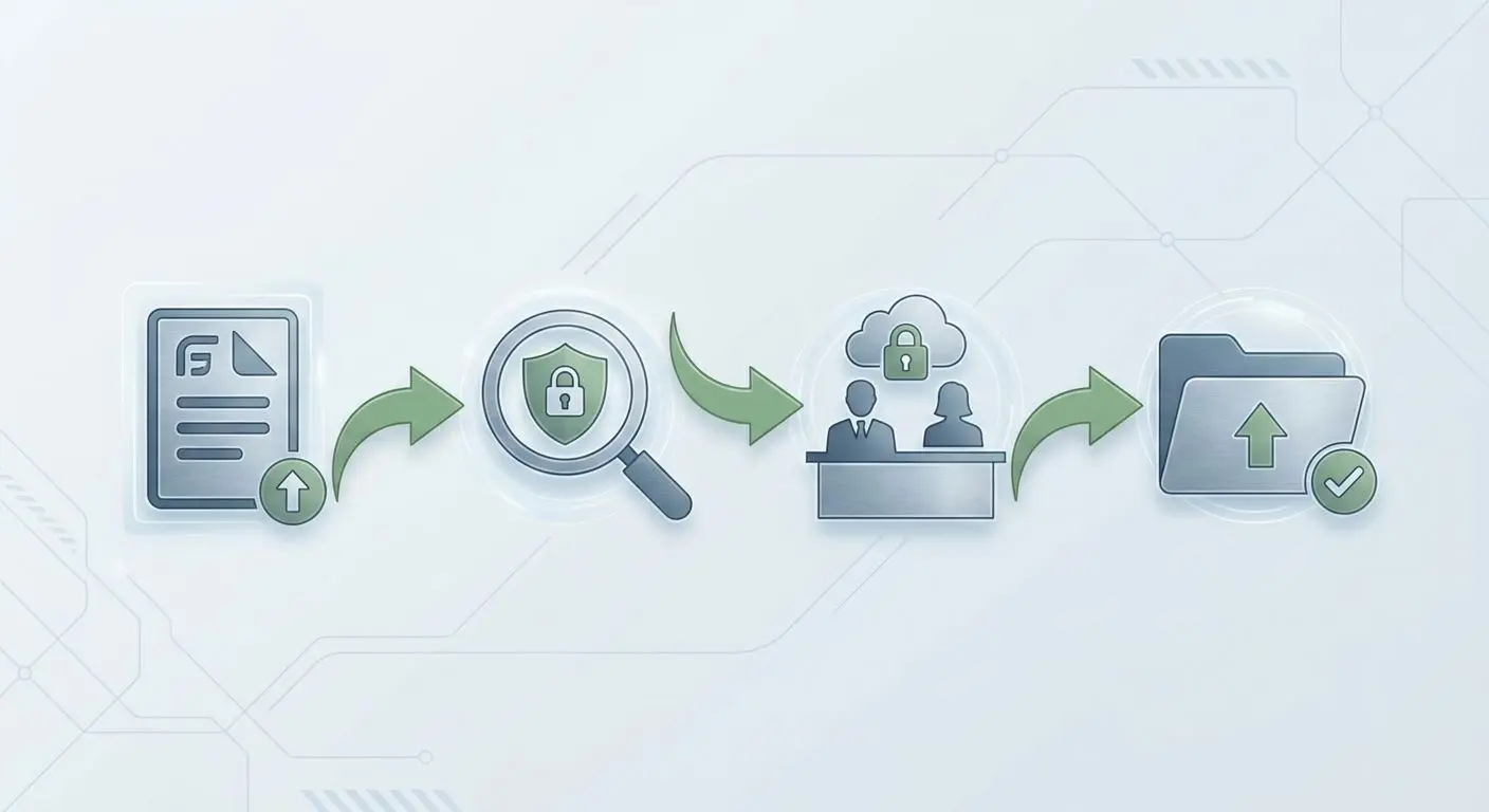 Simplified diagram showing the journey of a GDPR data request from submission to response