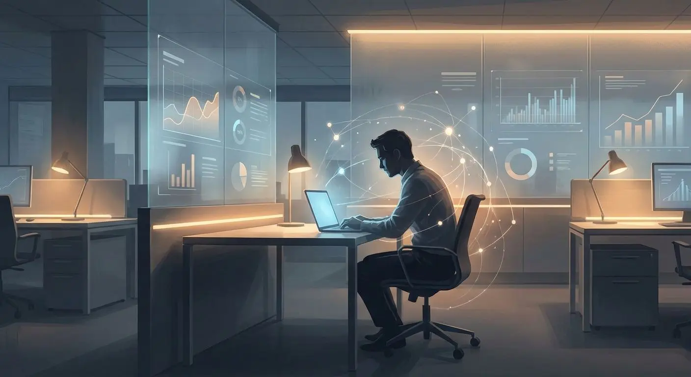Fictional analyst reviewing online bonus information on a laptop