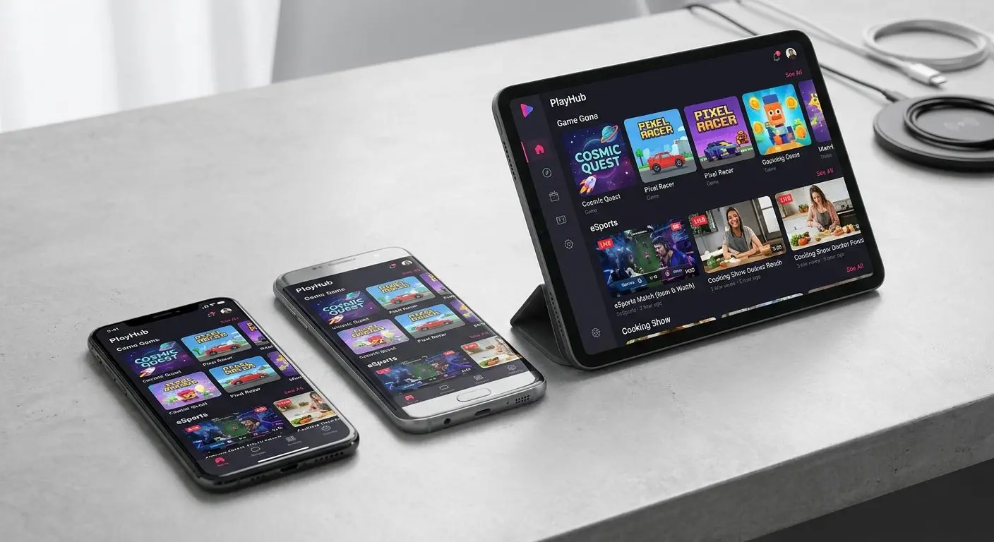 Multiple devices displaying the same PlayOJO-style mobile interface