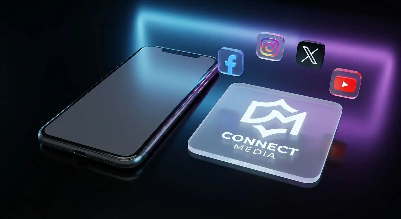 Smartphone with PlayOJO-style branding and social media icons