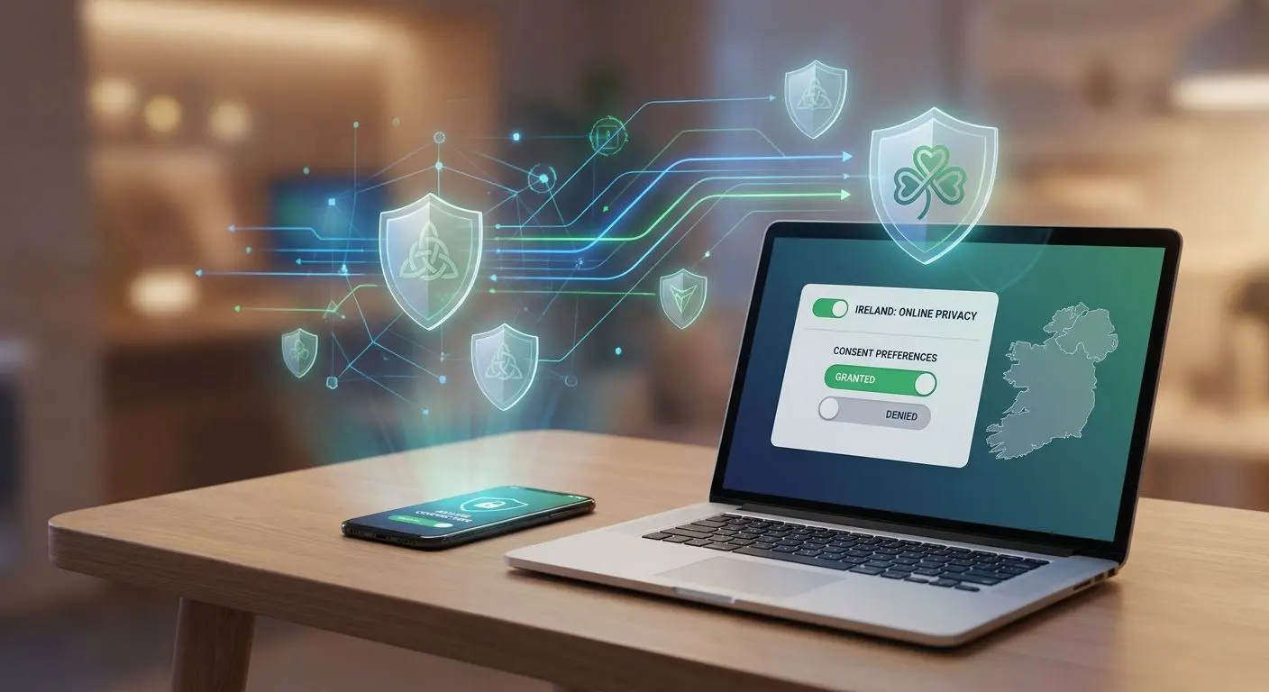 Digital privacy and online gaming concept for Irish players
