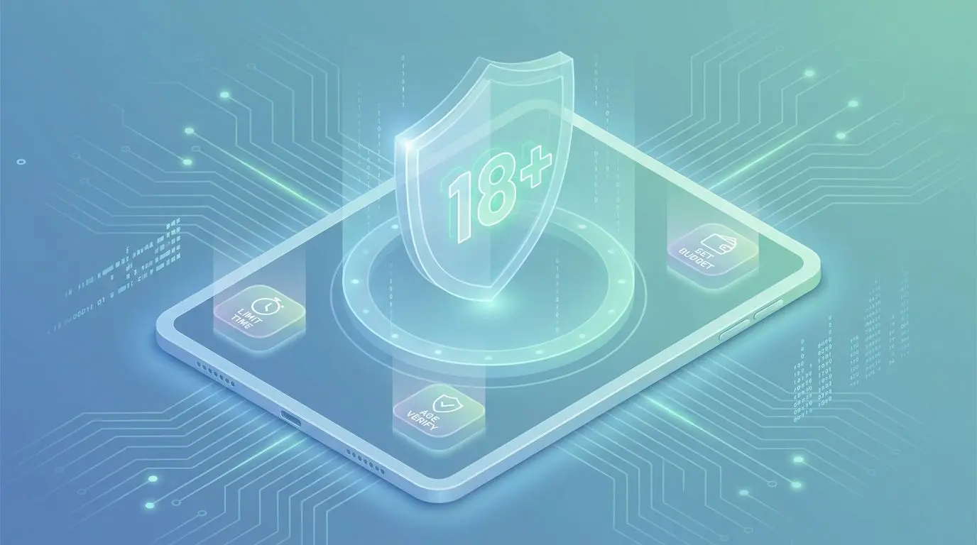 18 plus age protection and responsible gaming safeguards concept