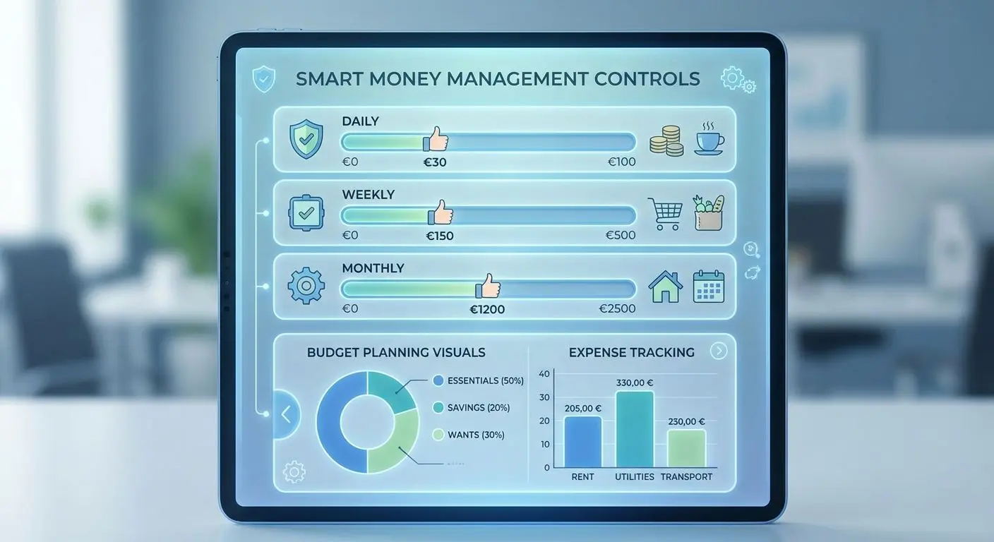 Budget limit infographic with daily weekly and monthly controls