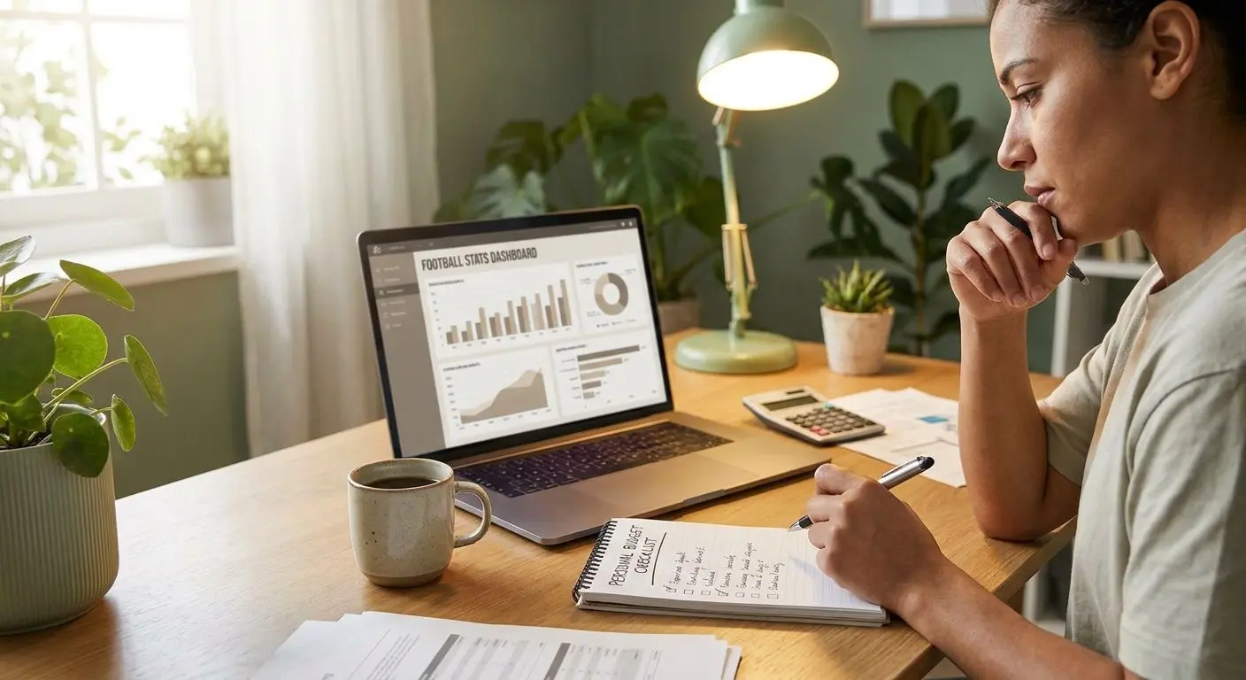 Disciplined bettor planning bankroll and reviewing sports data